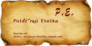 Polónyi Etelka névjegykártya